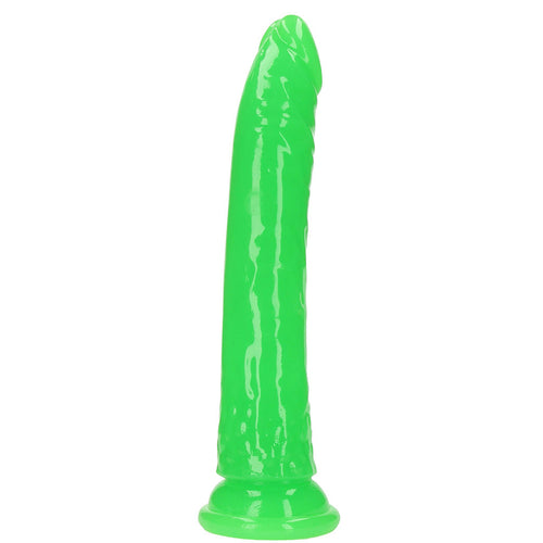 RealRock Glow In The Dark 10 Inch Slim Dildo in Green