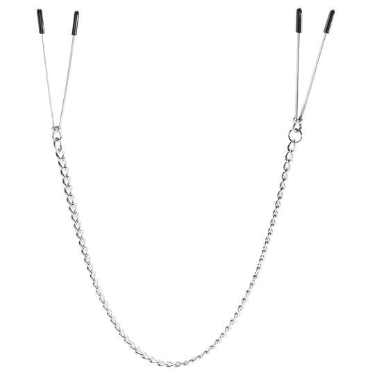 Lux Fetish Adjustable Tweezer Nipple Clips with Chain