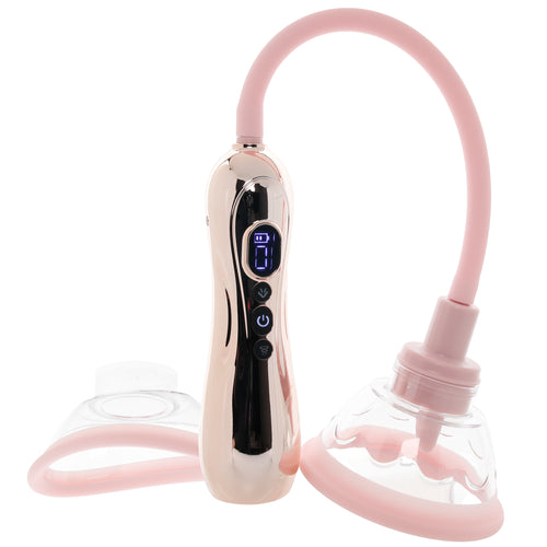 Pumped Vulva & Breast Auto Suction Set with Tongue in Rose