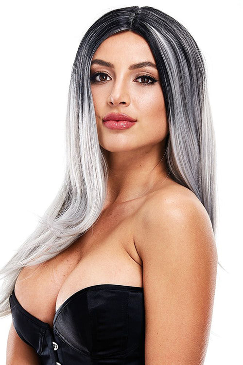 Hillary Straight Wig in Silver & Black