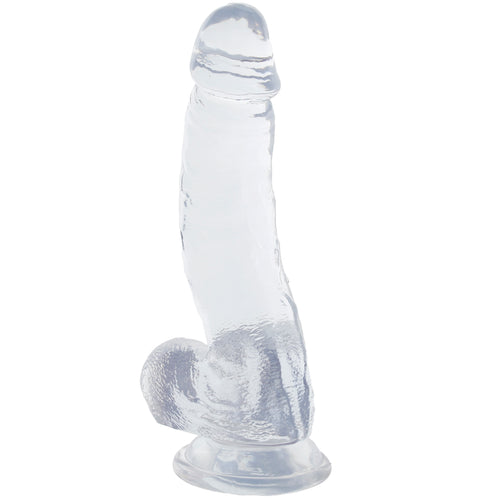 Crystal Jellies 7 Inch Curved Ballsy Dildo in Clear