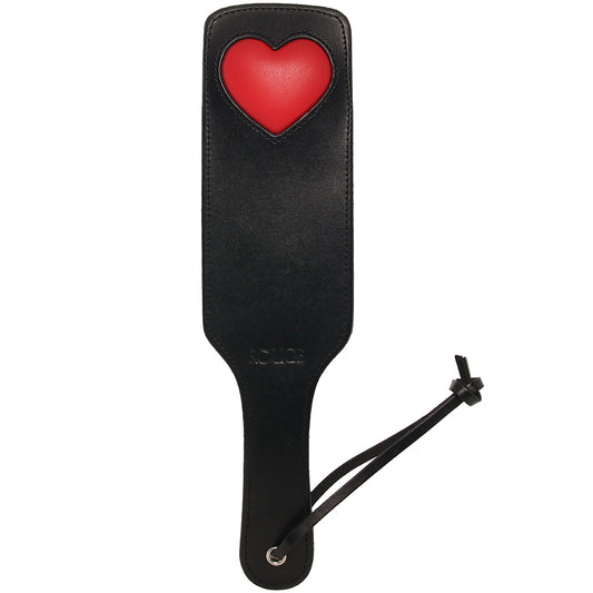 Black Leather Red Heart Paddle