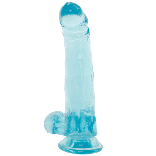 Crystal Jellies 8 Inch Curved Ballsy Dildo in Teal