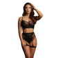 Le Désir 2pc Black Bra Set With Garters