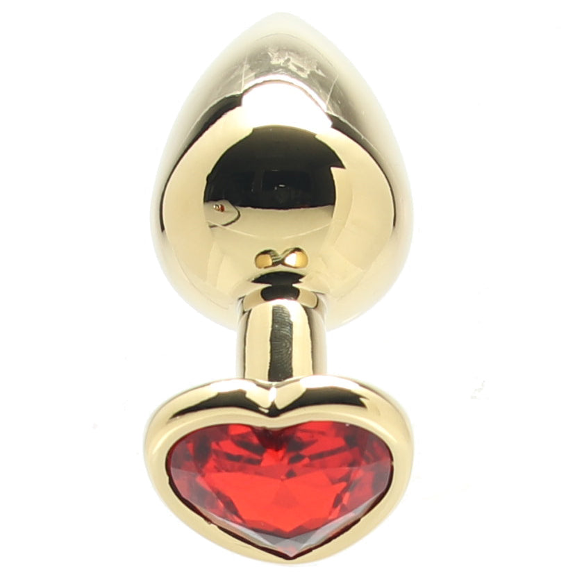 Ouch! Red Heart Gem Gold Plug in Medium