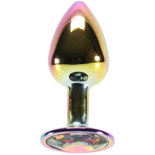 Small Aluminum Plug with Rainbow Gem
