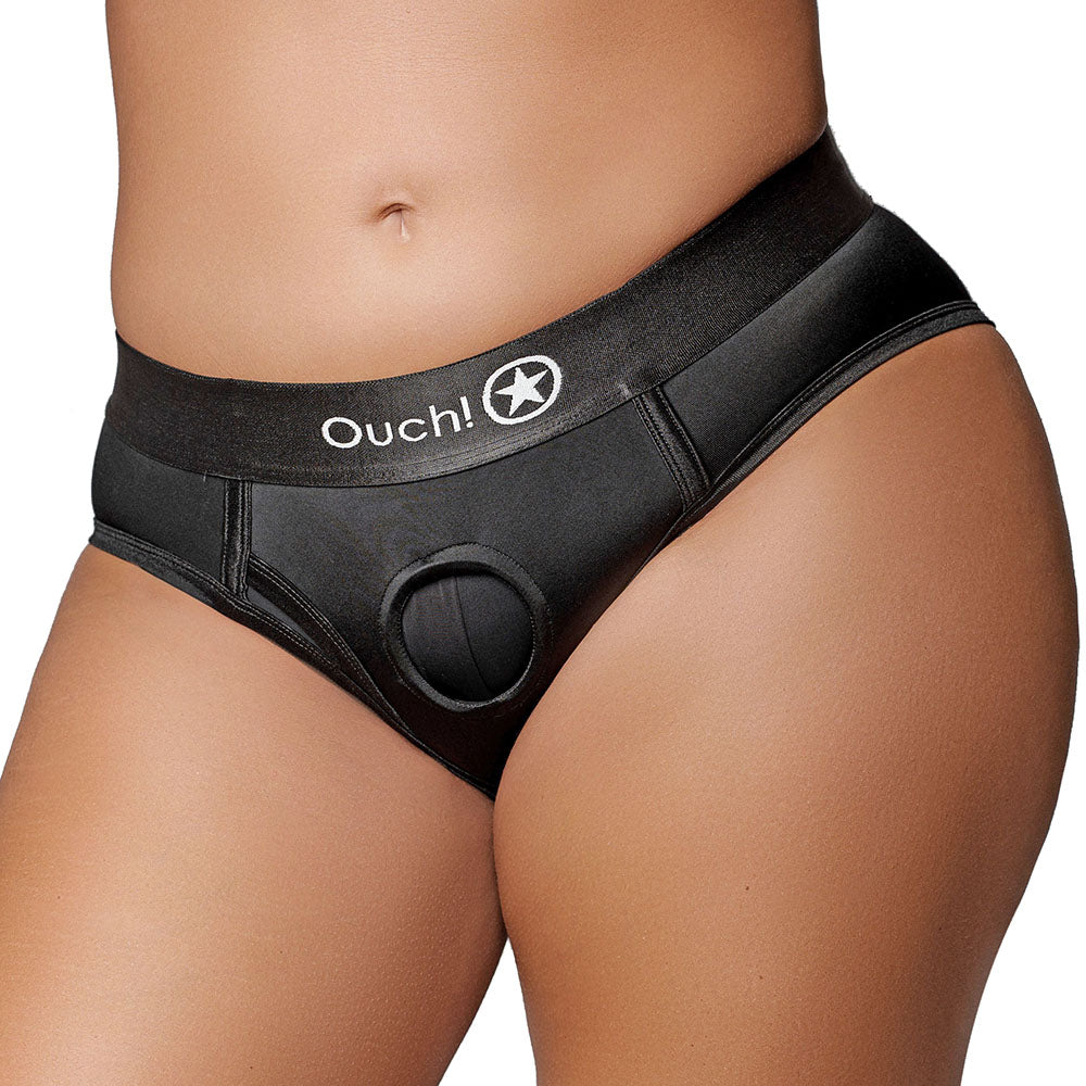 Ouch! Vibrating Strap-on High Cut Brief in XL/2X