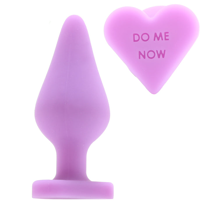 Candy Hearts Do Me Now Small Butt Plug in Purple
