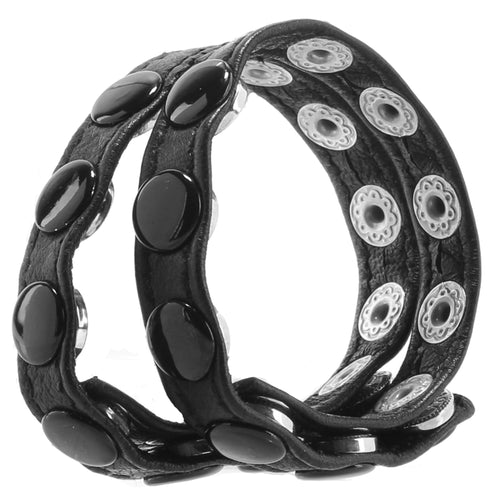 Leather Multi Snap Double Strap Cock Ring