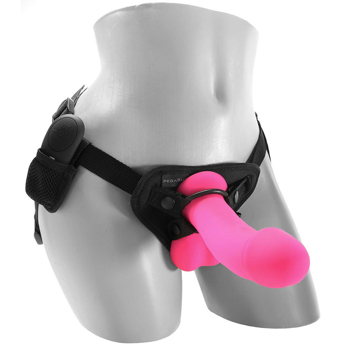 Pegasus Realistic 6.5 Inch Vibrating Strap-On Set in Pink