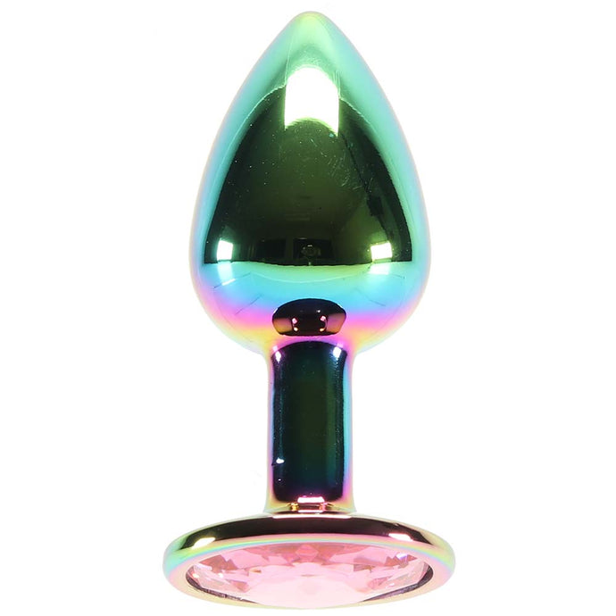 Small Aluminum Plug with Pink Gem in Multicolor